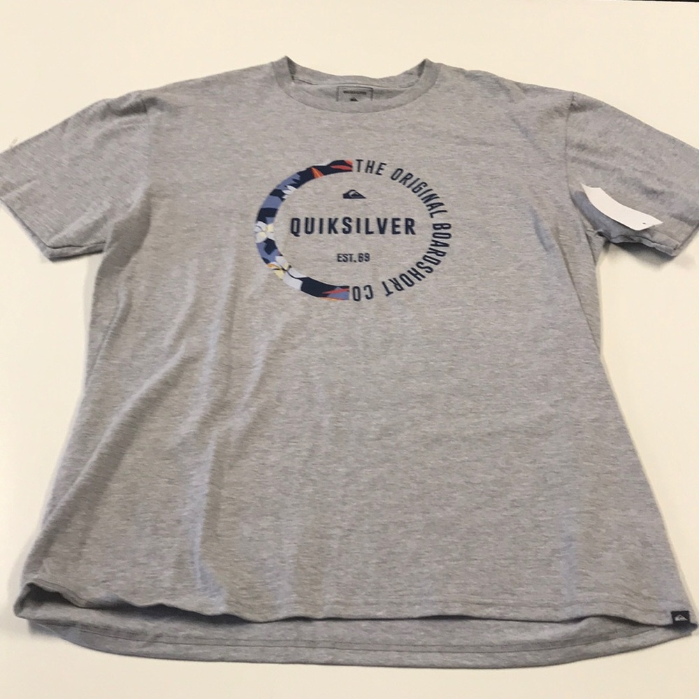 🆕 QUICKSILVER Mens Gray Cotton Tee Shirt - Picture 2 of 3